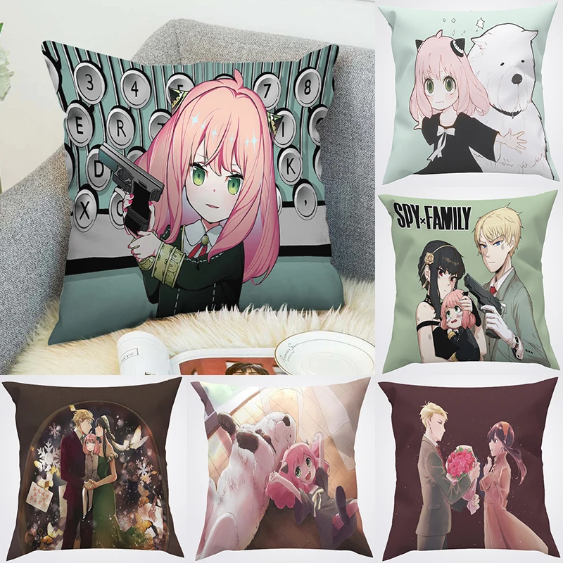 

Pillowcase Spy X Family Anime Pillow Cover Pilow Cases Fall Decor Throw Pillows Decorative Pillowcases 50x50 Cushion Covers Sofa