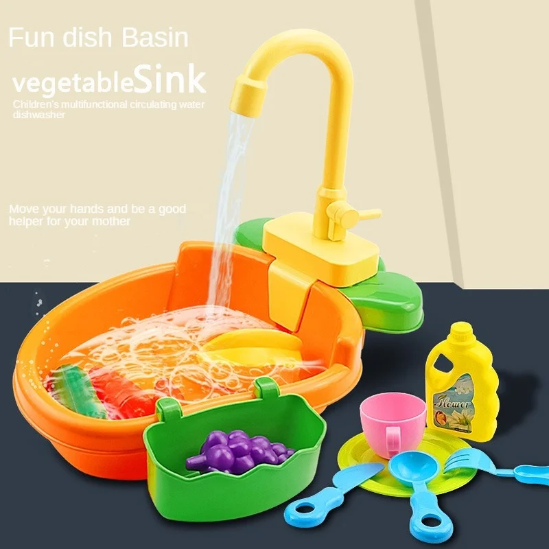 

Child Fun Dishwasher Toy Circulation Water Kitchen Multifunction Vegetables Basin Paternity Early Learning Washstand Kids Gifts