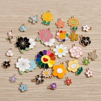 10pcs enamel flower charms jewelry making sunflower rose pendants charms for necklaces earrings diy keychains crafts accessories