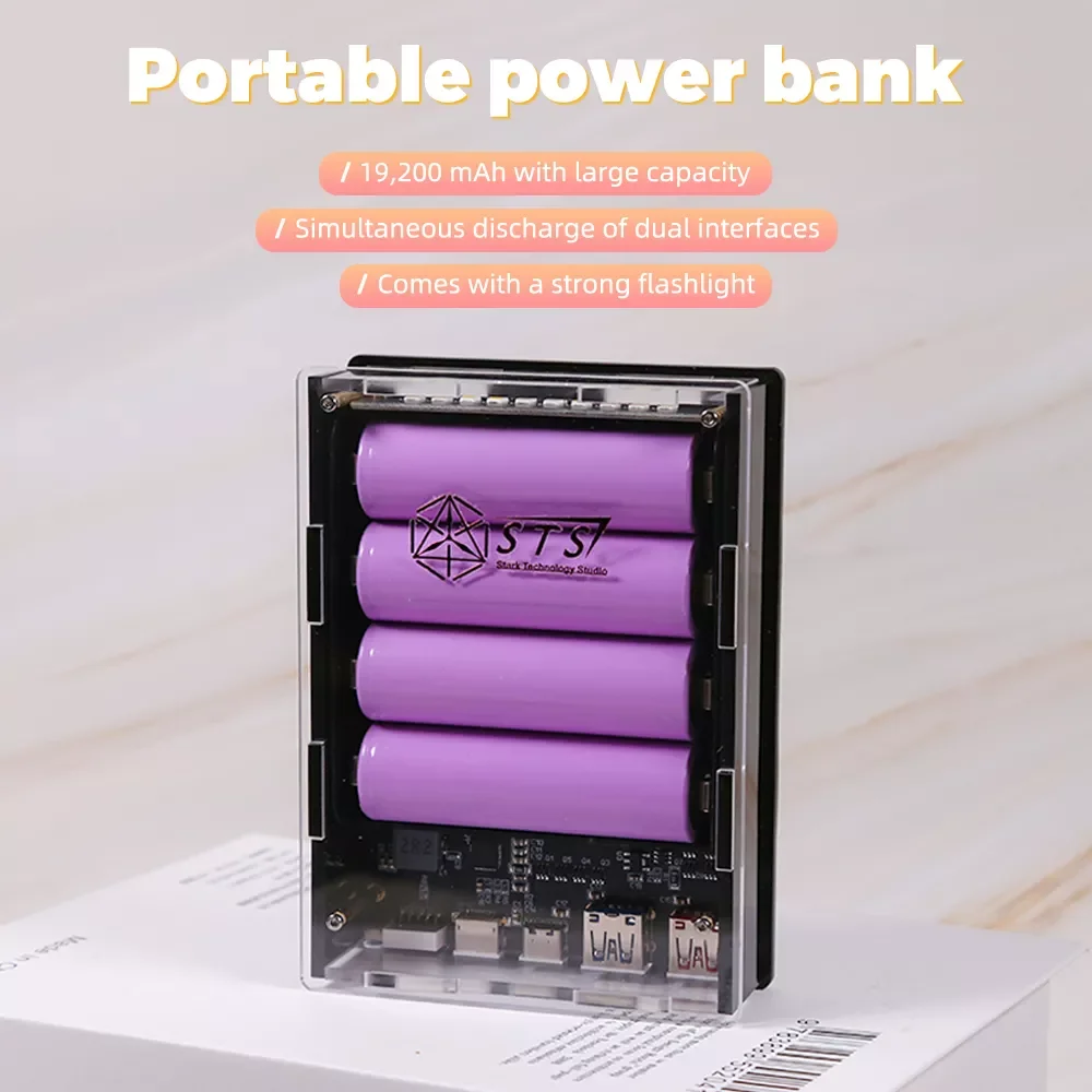 

19200Mah Two-Way Fast Charging Power Bank LED Light Portable Lighting Mobile Power DIY Sleeve For Mobile Phone Tablet Charging