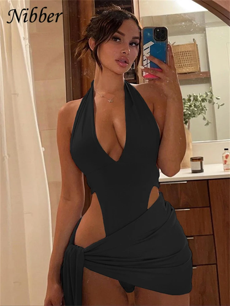 Сексуальная Пляжная одежда Nibber для отпуска базовое бикини боди юбка комплект из