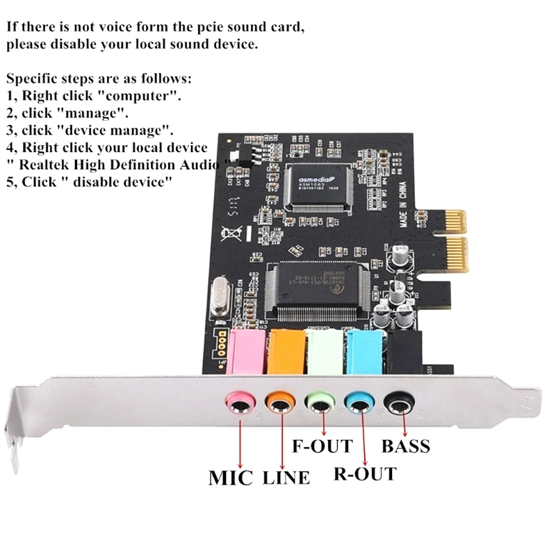 Звуковая карта AXYB PCIe 5 1 внутренняя звуковая 3D стерео PCI-e 32/64 бит PCI Express для ПК чип
