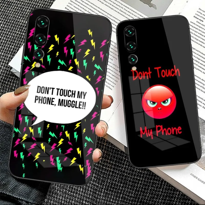 

Чехол Don't Touch My Phone Для Huawei P50 P40 P30 P20 Pro Mate 40 30 20 Pro Nova 9 8 7 PC, стеклянный чехол для телефона