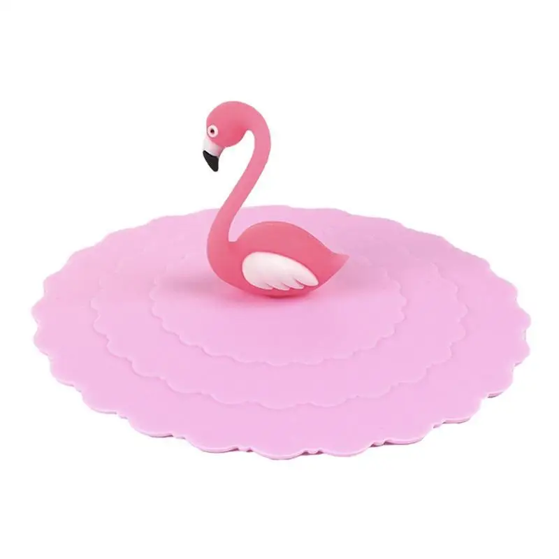 

Cute Cup Lid Bowl Cover Suction Silicone Antidust Seals Glass Leakproof Flamingo Mugs Tea Cup Accessories