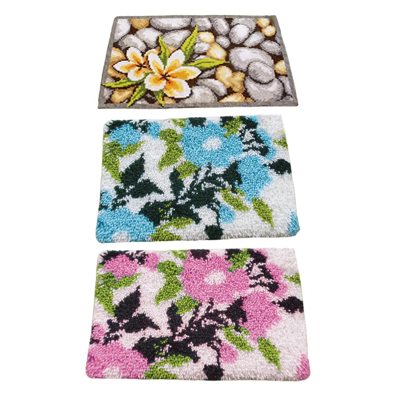 

Flower Latch Hooking Rug Kits Embroidery Carpet with Basic Tools Needlework