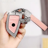 bling crystal leather car key case holder shell fob cover key chain for bmw f20 g20 g30 x1 x3 x4 x5 g05 x6 keychain accessories