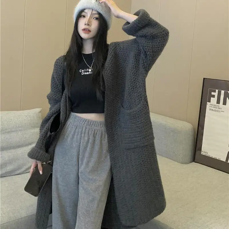 

Sweater Cardigan Languid Knit Cardigan Coat Women's Mid-length Fall/Winter 2022 New Loose Slimming Thick Sweater