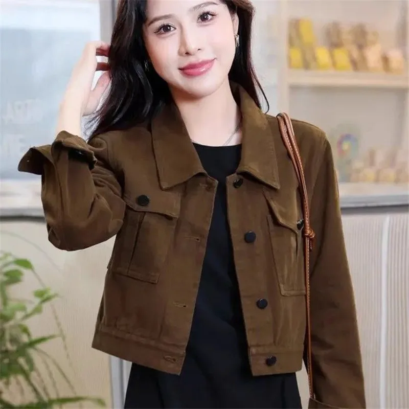 Модная женская джинсовая куртка пальто новинка 2024 весна-осень короткая