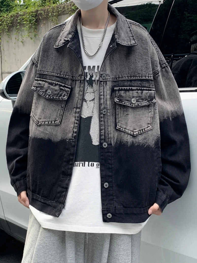 

2023 Spring Men Solid Lapel Denim Jackets Fashion Motorcycle Jeans Jackets Hommes Slim Fit Cotton Casual Blue Coats Tops Z17