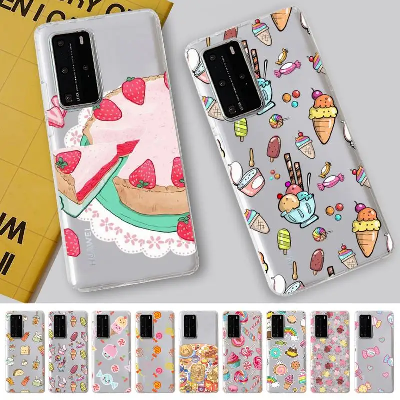 

Cartoon Dessert Candy Pattern Phone Case for Huawei Honor 8X 10 20 lite 10i 20i 50 60 70 P50 P20 P30 Pro Y5 Y6 Mate50 cover