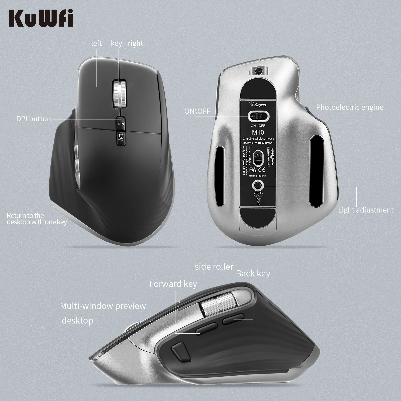 wireless mouse bluetooth rgb rechargeable mouse usb mute led backlight 10000dpi mouse ergonomic gaming mouse for laptop pc gamer free global shipping