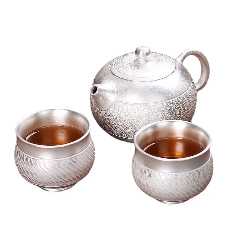 

Vintage Teapot Silver Material Household Items Kitchen Accessories Cha Pot Set Infuser Teapot Puer Chinese Maker Oolong Teaware