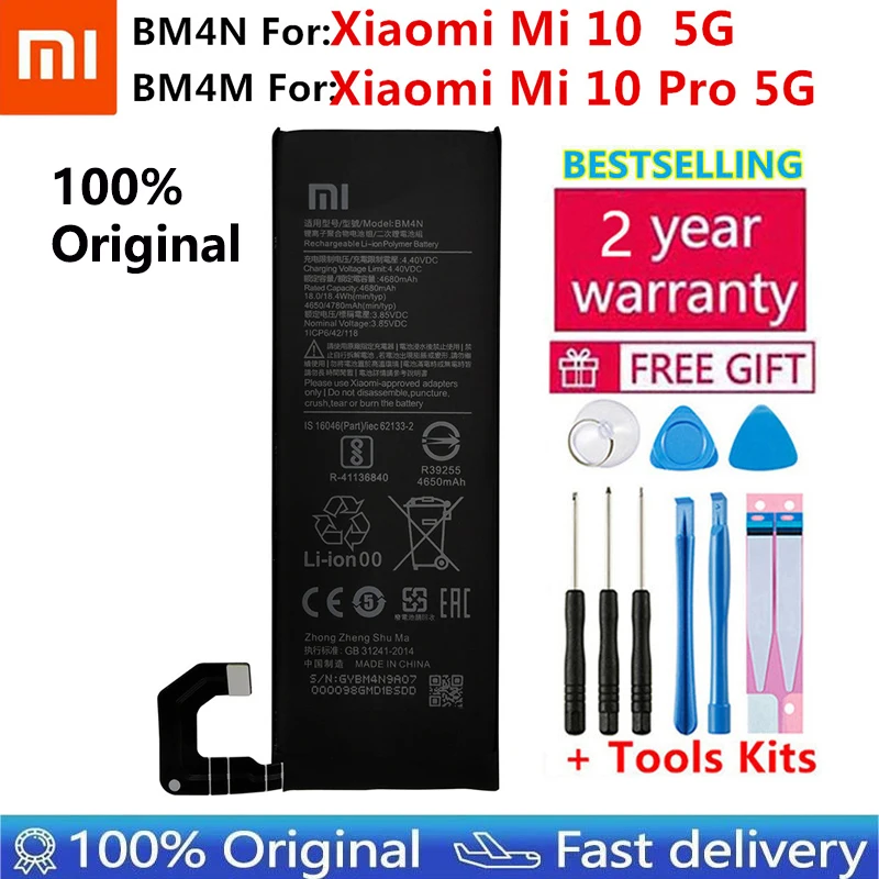 

Original Replacement Battery BM4M BM4N For Xiaomi Mi 10 Pro 5G Xiaomi 10Pro Mi10 5G Genuine Phone bateria Batteries +Gift Tools