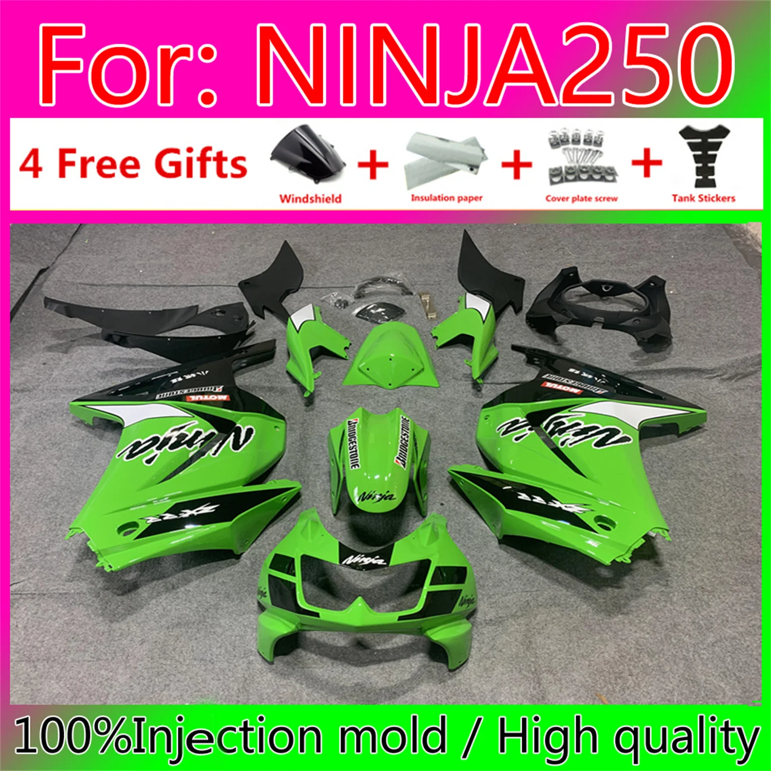 

Новинка Обтекатели под давлением ABS для Kawasaki Ninja 250R 2008 2012 Kawasaki Ninja 250 2008 2012 обтекатель кузова