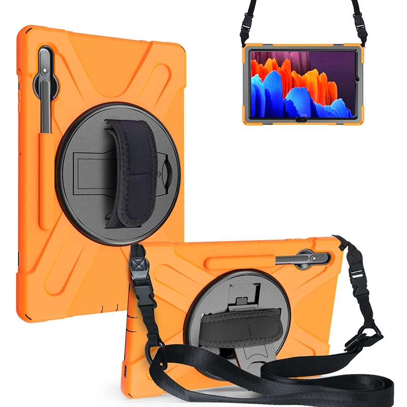 

For Samsung Galaxy Tab S7+ Shock Proof Cover S7 Plus SM-T970 T975 T976 Case With Hand Strap Shoulder Belt Protective Shell/Skin