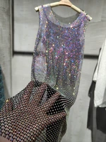 new color mesh diamond crystal dress party dance disc sparkling vestido midi elegante sexy dress women club sexy dress women