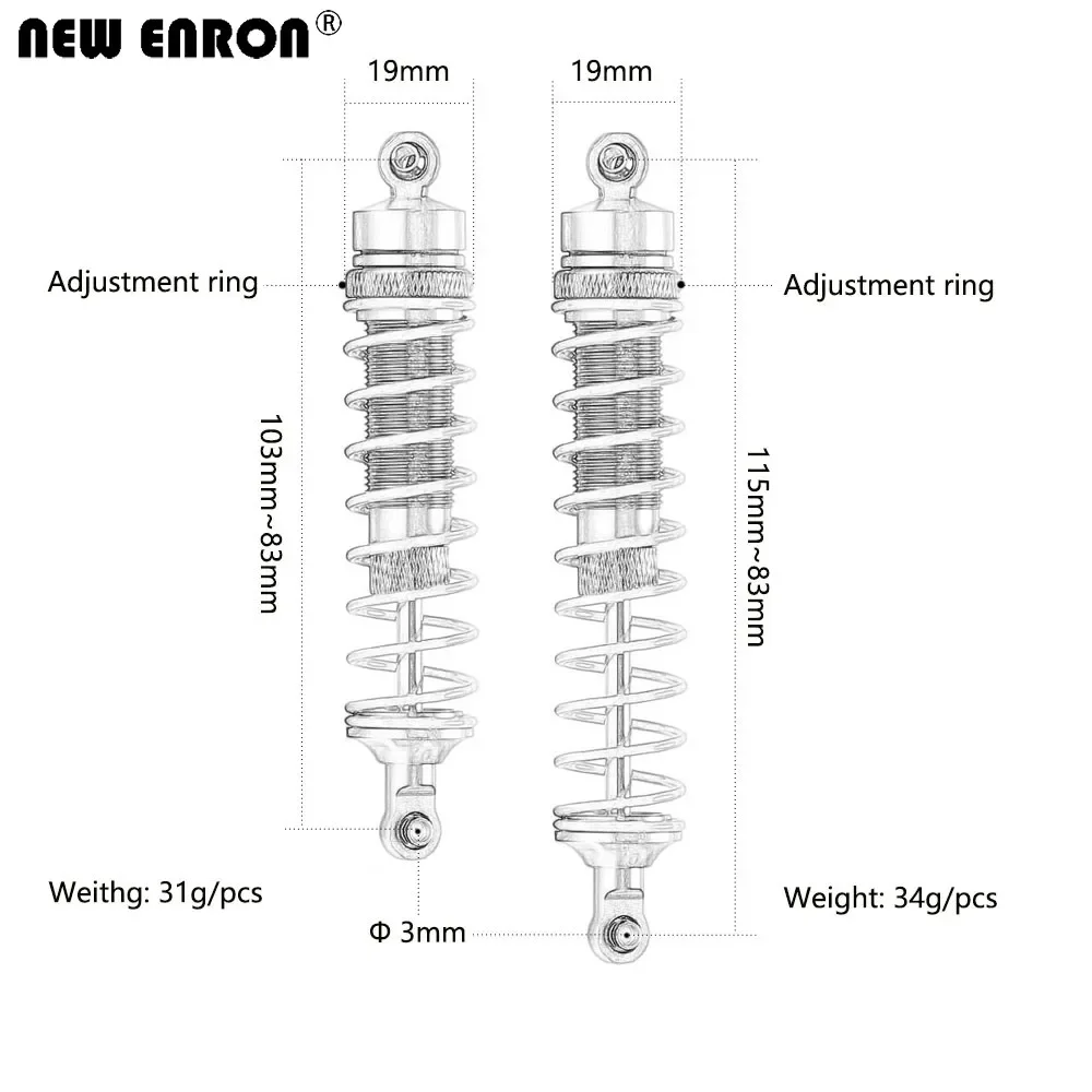 Новинка масляный амортизатор ENRON 83-103 мм/83-115 мм из алюминиевого сплава для RC 1/10
