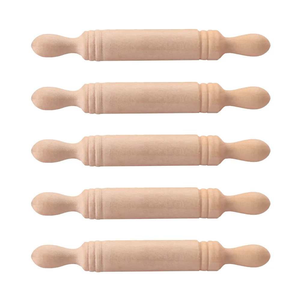 

Rolling Pin Mini Wooden Silicone Miniature Wood Kidstoys Adornments Children Kitchenware Accessory Houseforset Toy Roller