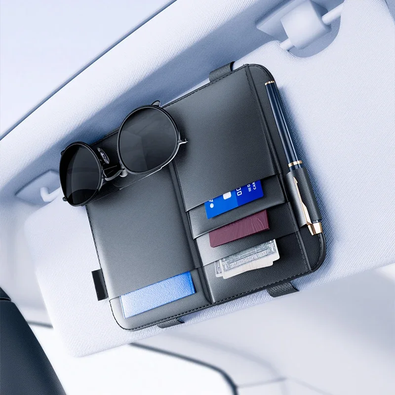 Автомобильный солнцезащитный козырек зажимы для очков кожаный органайзер ручек
