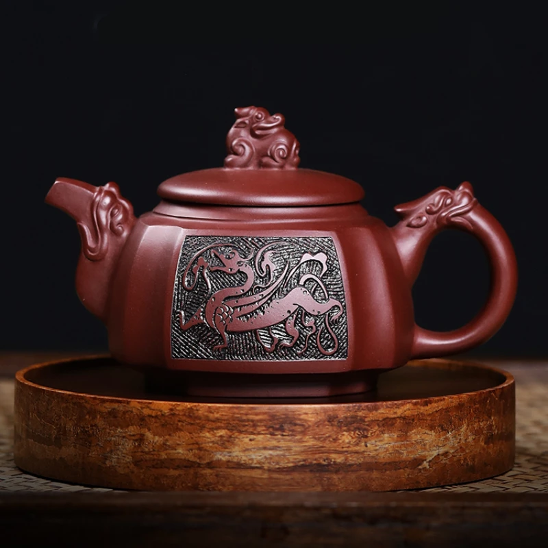 

Yixing Фиолетовый Глиняный Чайник, чистый аутентичный чайный набор ручной работы, большая емкость, стандартный чайный набор, одинарный чайник
