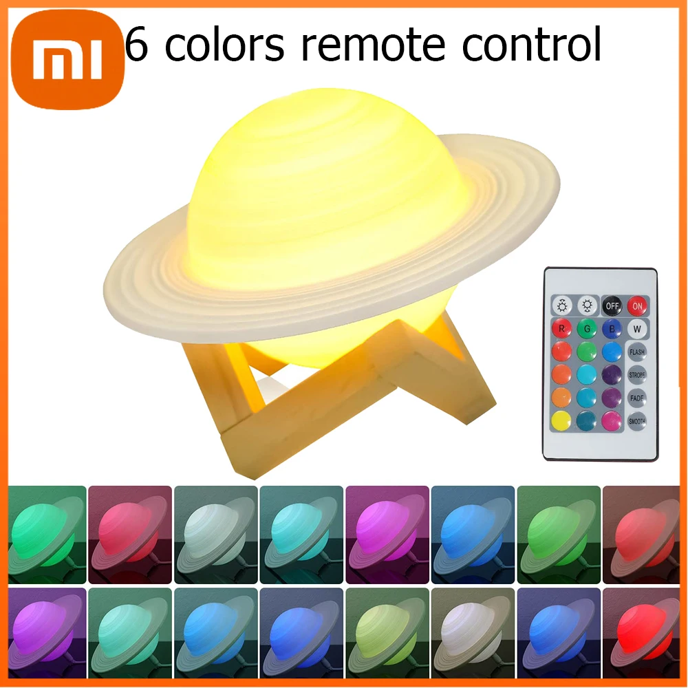 

Лампа Xiaomi Moon Lamp Saturn, настольная лампа с 3D рисунком, перезаряжаемый светодиодный ночник с USB, рождественский подарок, декор комнаты, прикроват...