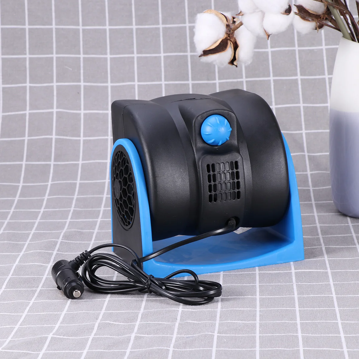 

12V Portable Mini Auto Car Cooling Fan Super Quiet Silent Cooling Fan 2-Speed Adjustable Car Air Fan without Blades (Blue)