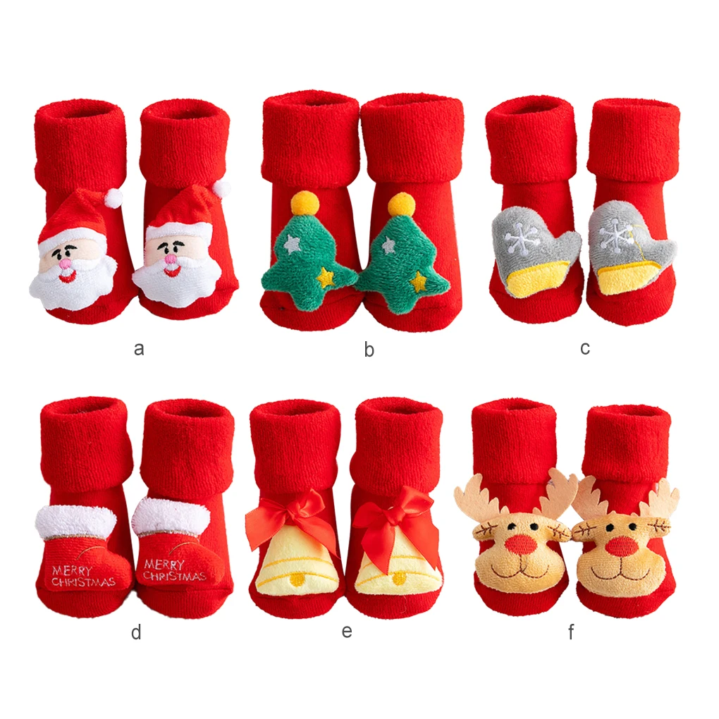 

1 пара рождественские детские носки унисекс Нескользящие Праздничные мягкие комфортные носки для новорожденных Дышащие носки для мальчико...