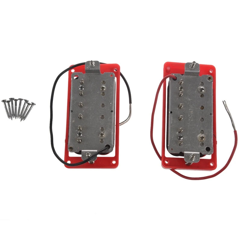

1 Set Of 2Pcs Red & Black Humbucker Double Coil Pickups Neck Bridge For Lp Electric Guitar Pickups