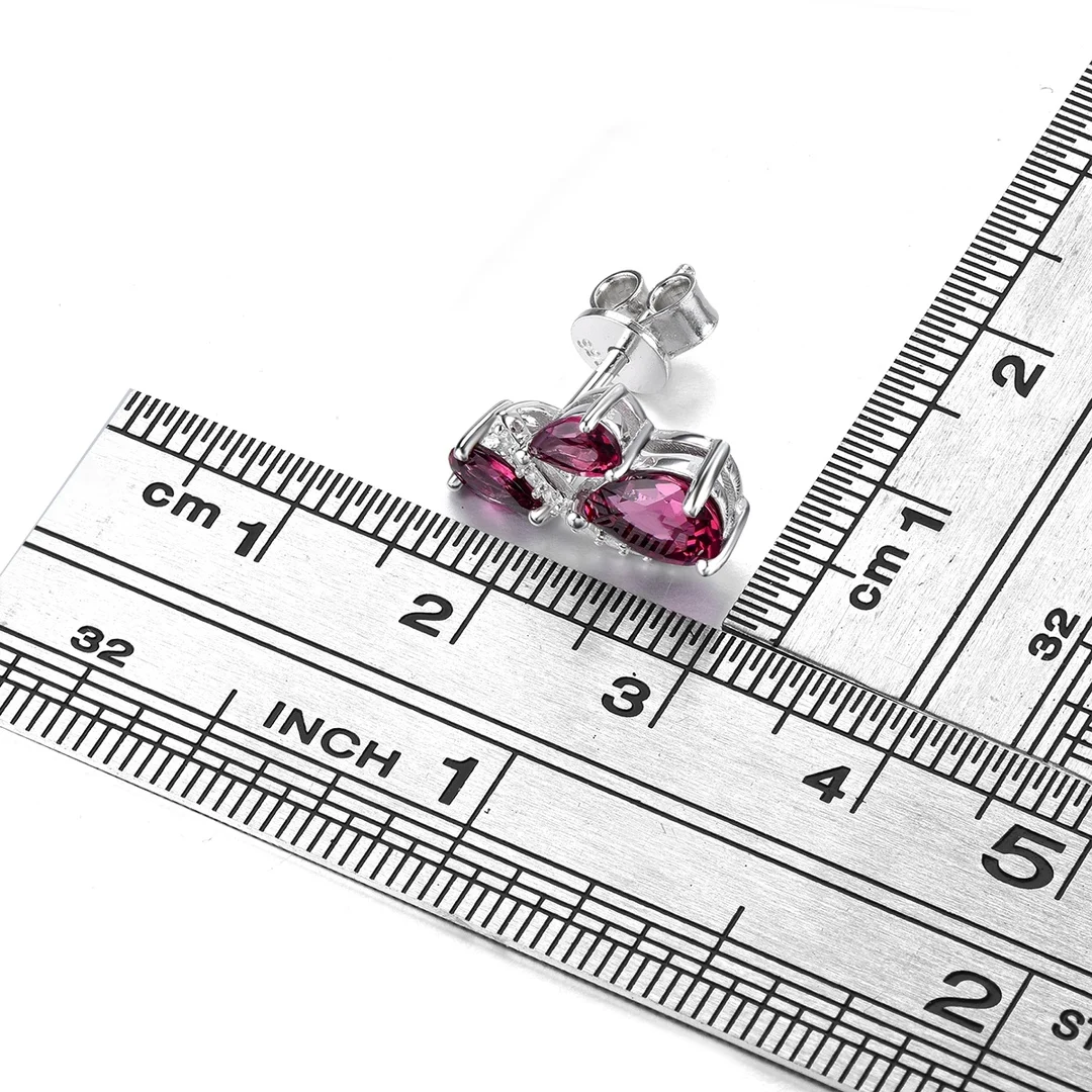 Серьги HT24 женские из серебра 925 пробы с натуральными красными гранатами