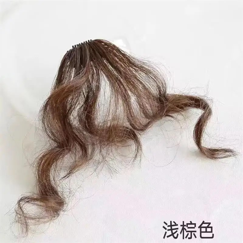Wool rolls air bangs wig pieces bangswig pieceswomen's natural simulated hair fluffy small curls fake on the fore