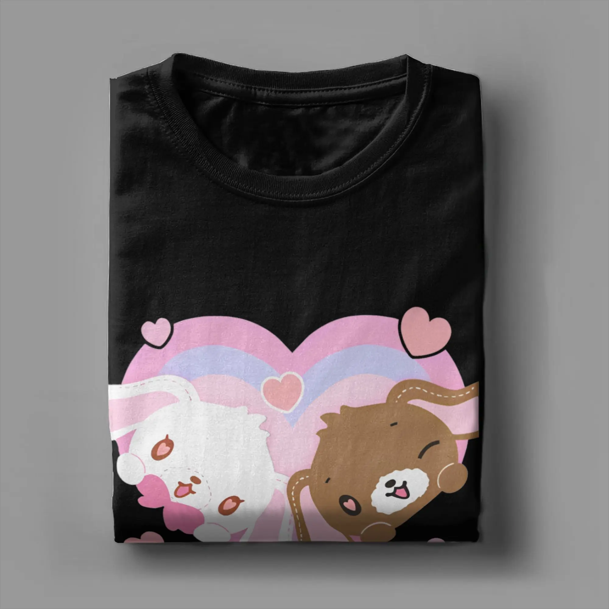 Фото Мужская и женская футболка Sugarbunnies Love Kawaii, топы из чистого хлопка с героями мультфильмов, креативная футболка с круглым вырезом и короткими рукавами, классические футболки №4