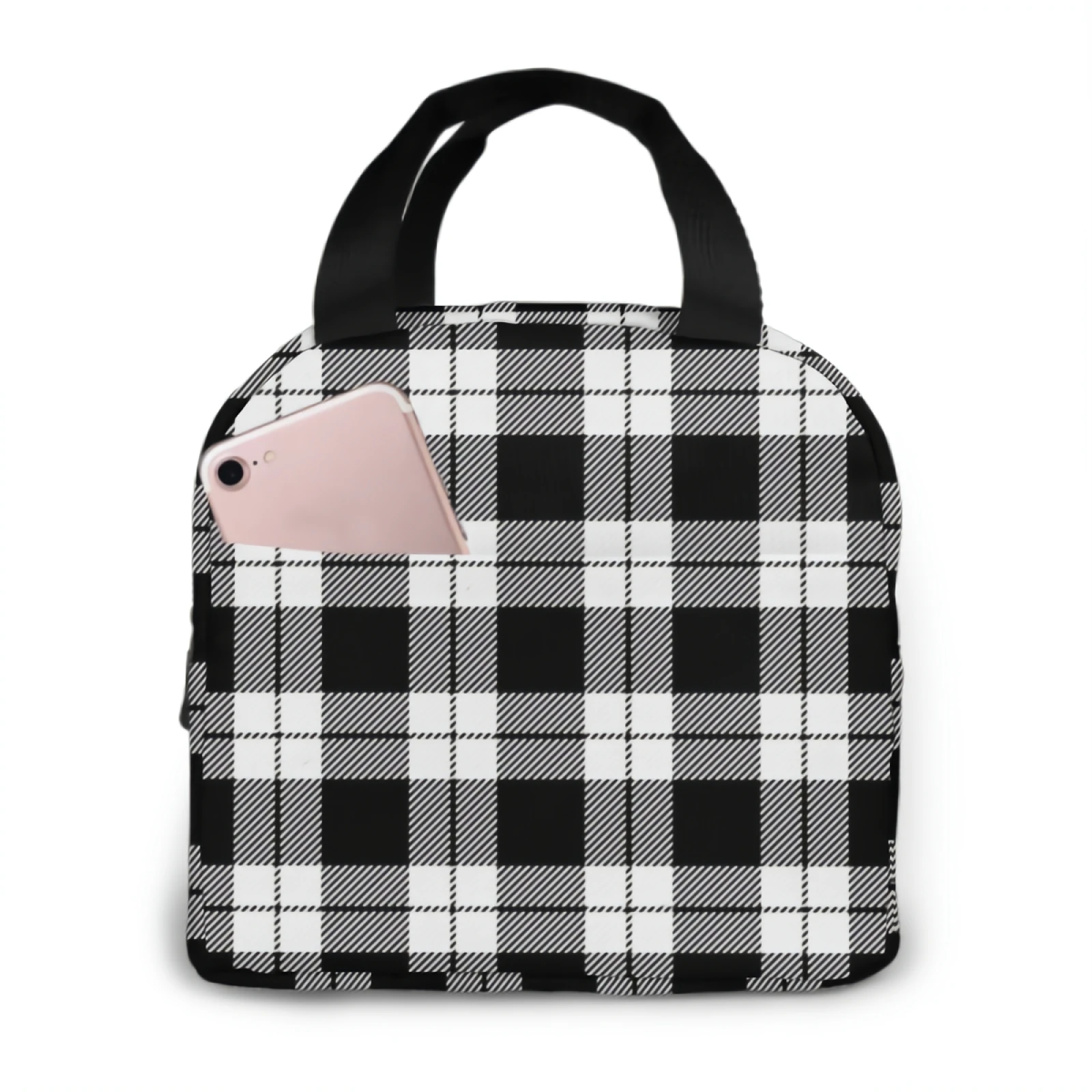 

Christmas And New Year Tartan Plaid. Insulated Lunch Bag lunch box containers for Women Men Shopping Office，School，Picnic