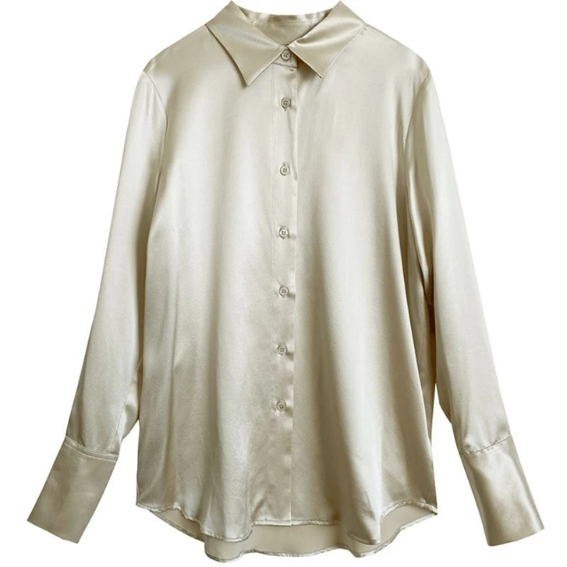 Темпераментная свободная рубашка-поло с длинным рукавом топы весна-осень новая