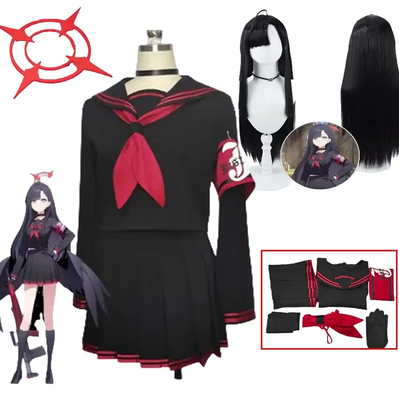

Game Blue Archive Ichika Cosplay Costume Women Cute Sailor Dress High School JK Uniform Suit Wig Headwear Halo Halloween Outfit