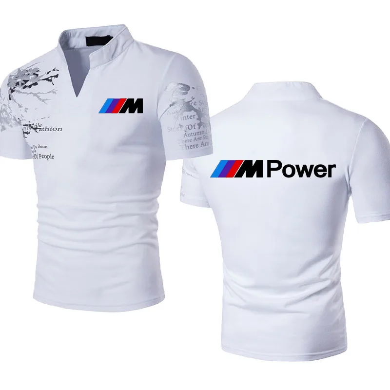

2022 Summer new men's t-shirt BMW car logo print Breathable Comfortable Cotton Fashion Men's V-Neck T-Shirt Short Sleeve