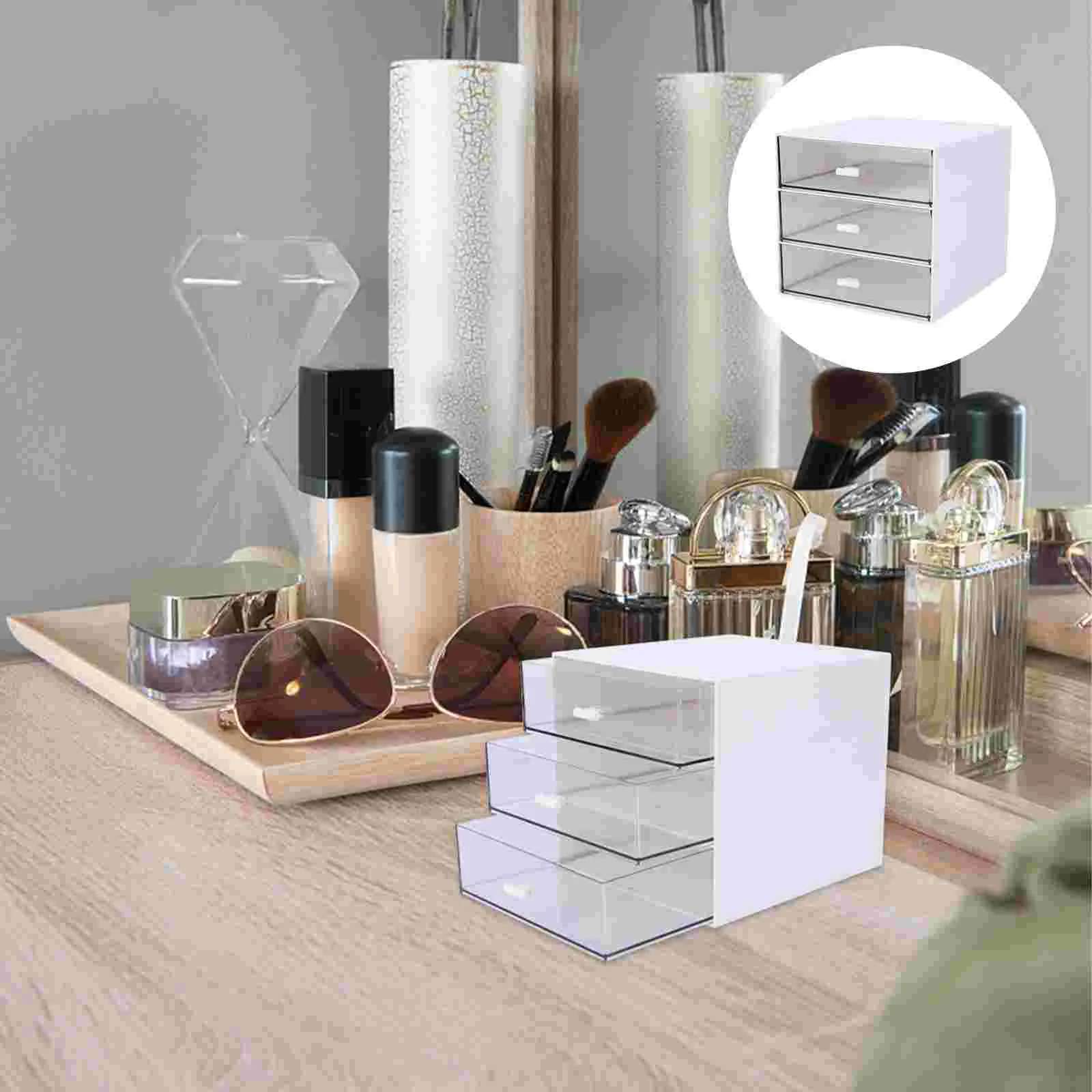 

1pc Desktop Cosmetics Storage Box Drawer Sundries Container Cosmetics Organizer