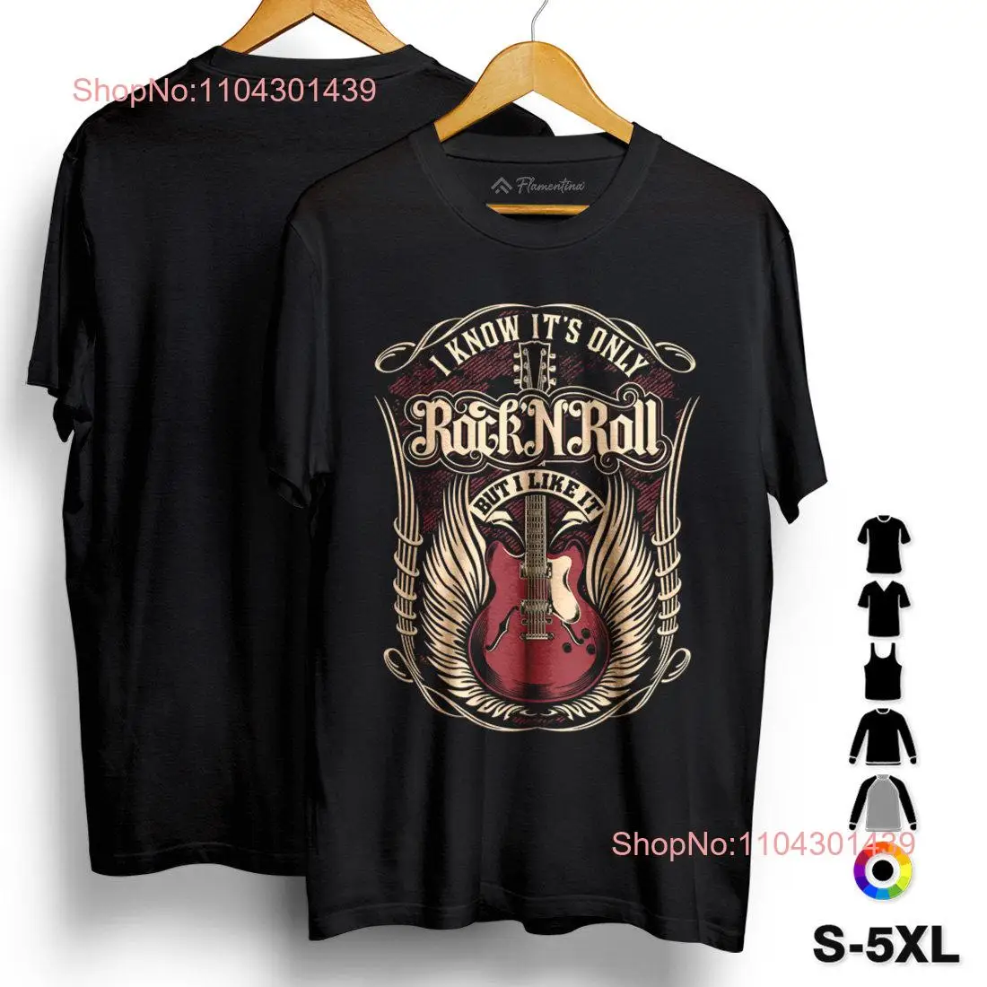 Футболка Only Rock'N'Roll Music I Know It's But Like It Guitar Noise Solo Wings P007 с длинными или