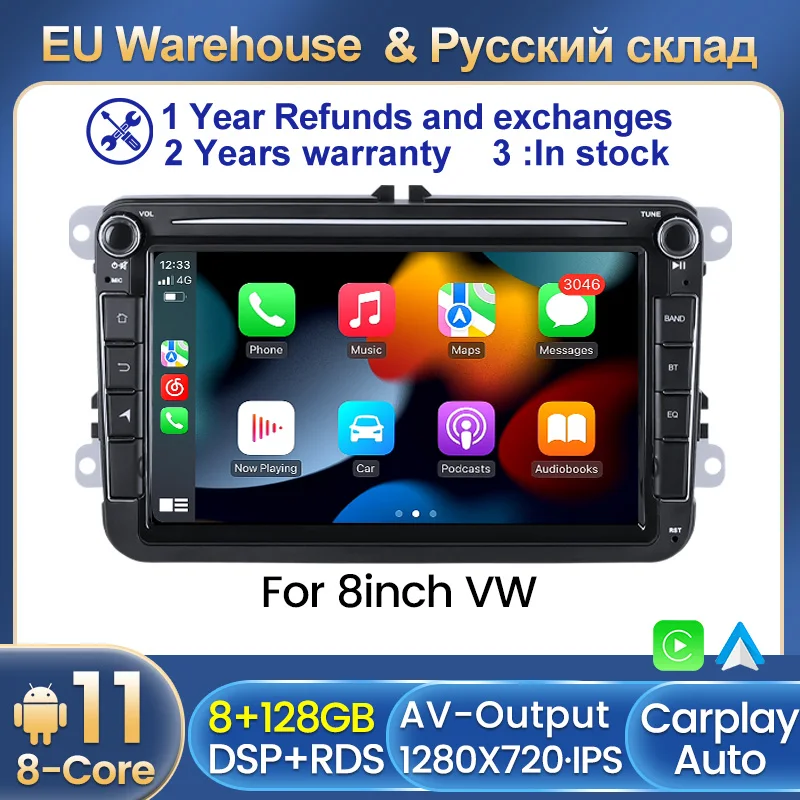 

Автомобильный радиоприемник, проигрыватель на Android 11, 8 дюймов, для Volkswagen VW Golf 5, 6, Touran, Passat B6, B7, Sharan, Jetta, Polo, Tiguan, Skoda