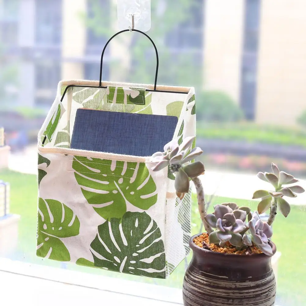 

New Style Leaf Cactus Print Wall Hanging Waterproof Storage Bag Book Notebook Holder Pouch Dormitory Bathroom Supplies Decor