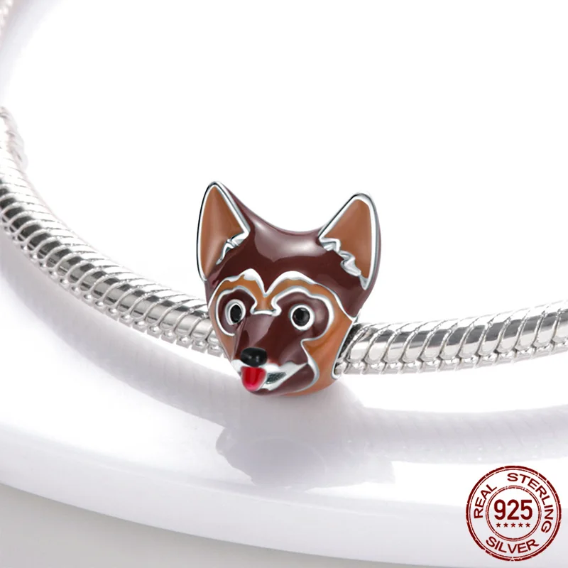 

Fit Original Pandora Bracelets silver color German Shepherd Head Shaped Beads Women silver color Beads Diy Jewelry 2021