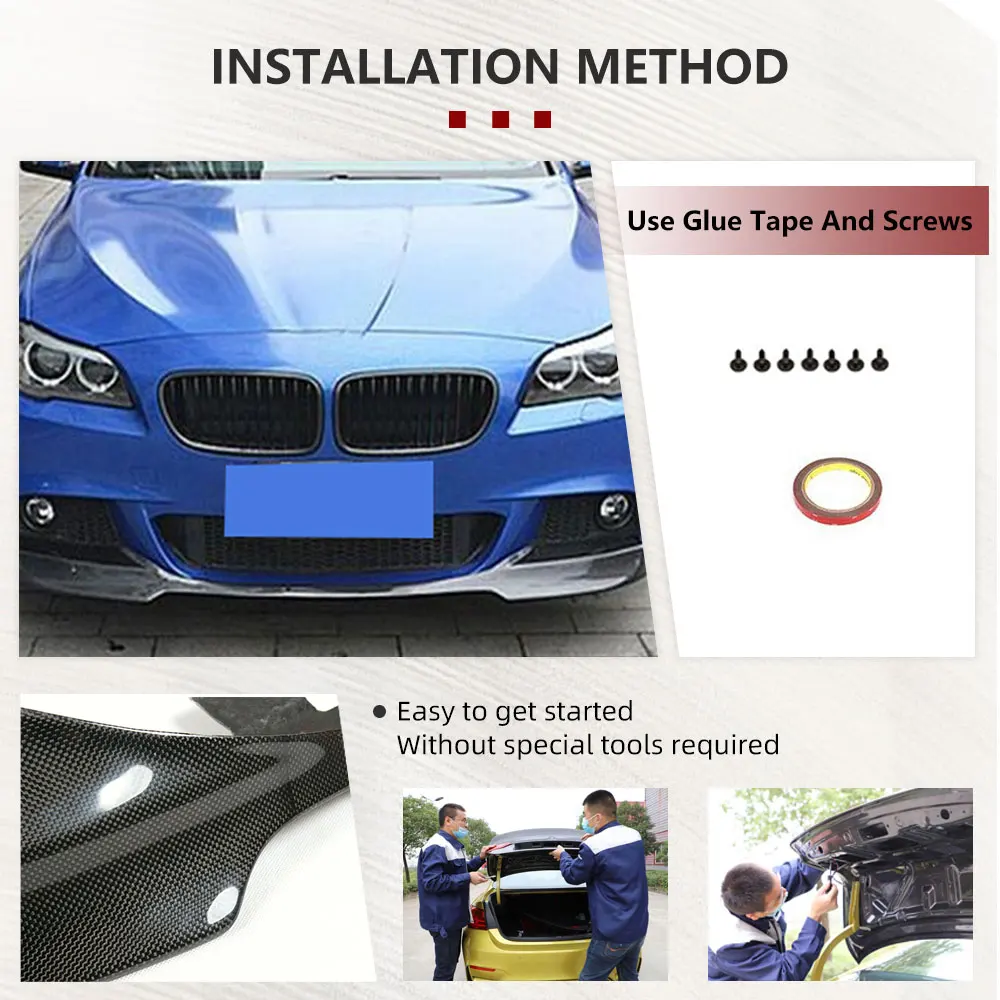 Carbon Fiber Car Front Bumber Lip Spoiler for BMW 5 Series F10 M Tech 2012-2016 Auto Chin Apron Body Kits