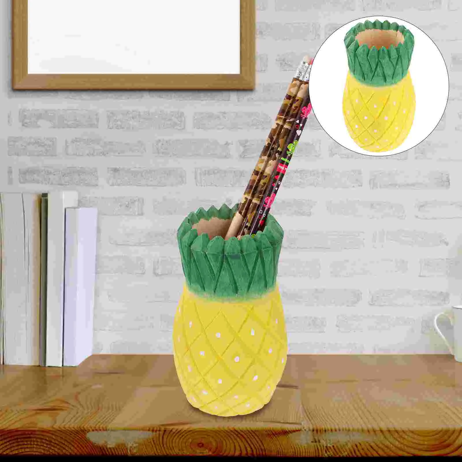 

Wooden Pen Holder Container Stand Lovely Organizer Pineapple Holders Creative Containers Office Desk Decor
