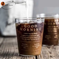 400ml transparent breakfast glass cup gold letter printing coffee mug milk juice flower tea cup creative home office drinkware