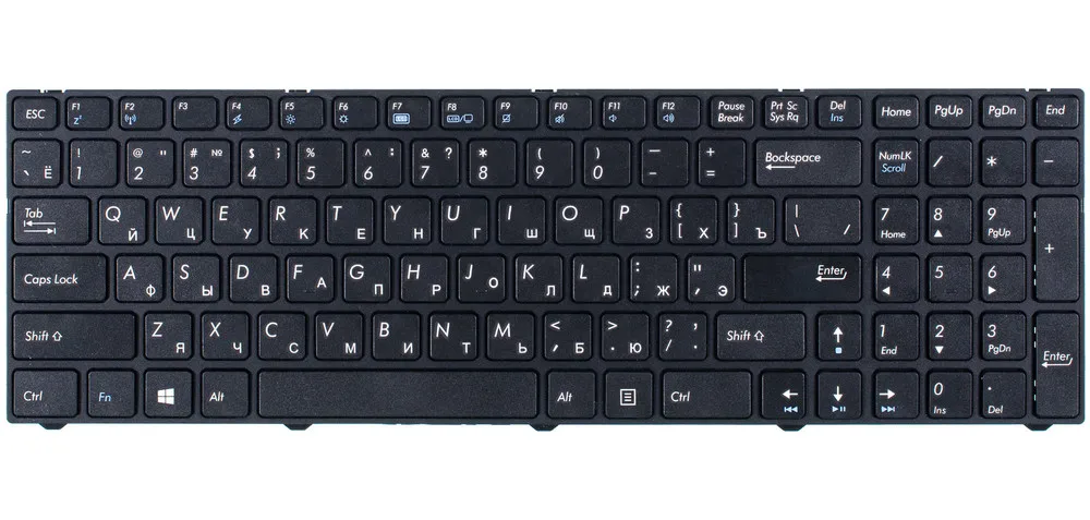 Клавиатура черная с черной рамкой для DEXP Atlas H133 |