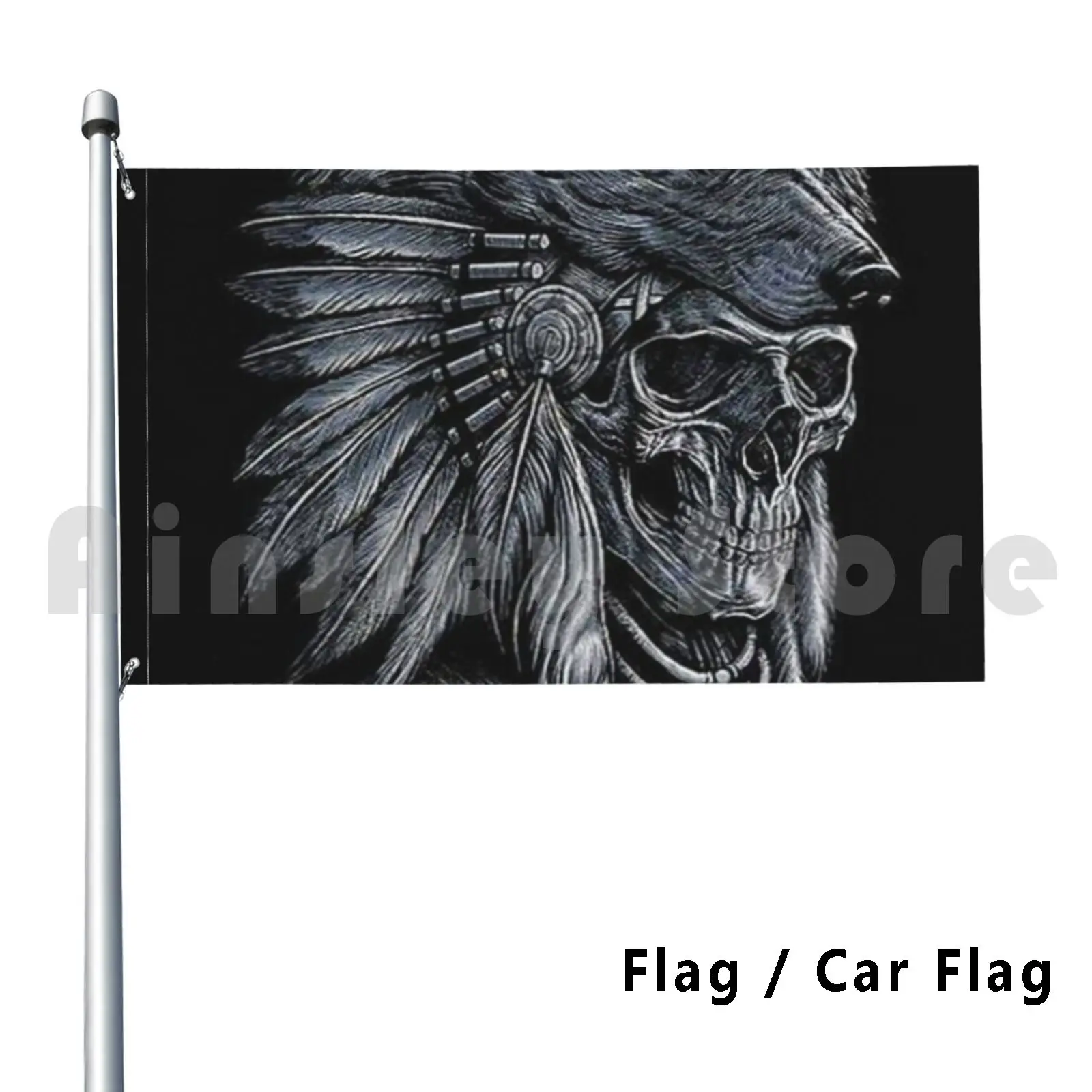 

Dead Native Chief Flag Car Flag Funny Dead Death Chief Chiefs Chiefly Skeleton Skeletons Skeletal Skull