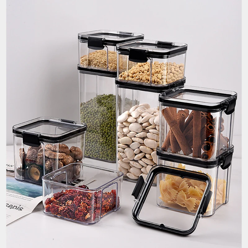 

Кухонный Контейнер для хранения, контейнер для хранения продуктов, пластиковый Квадратный Контейнер для холодильника, герметичная банка д...