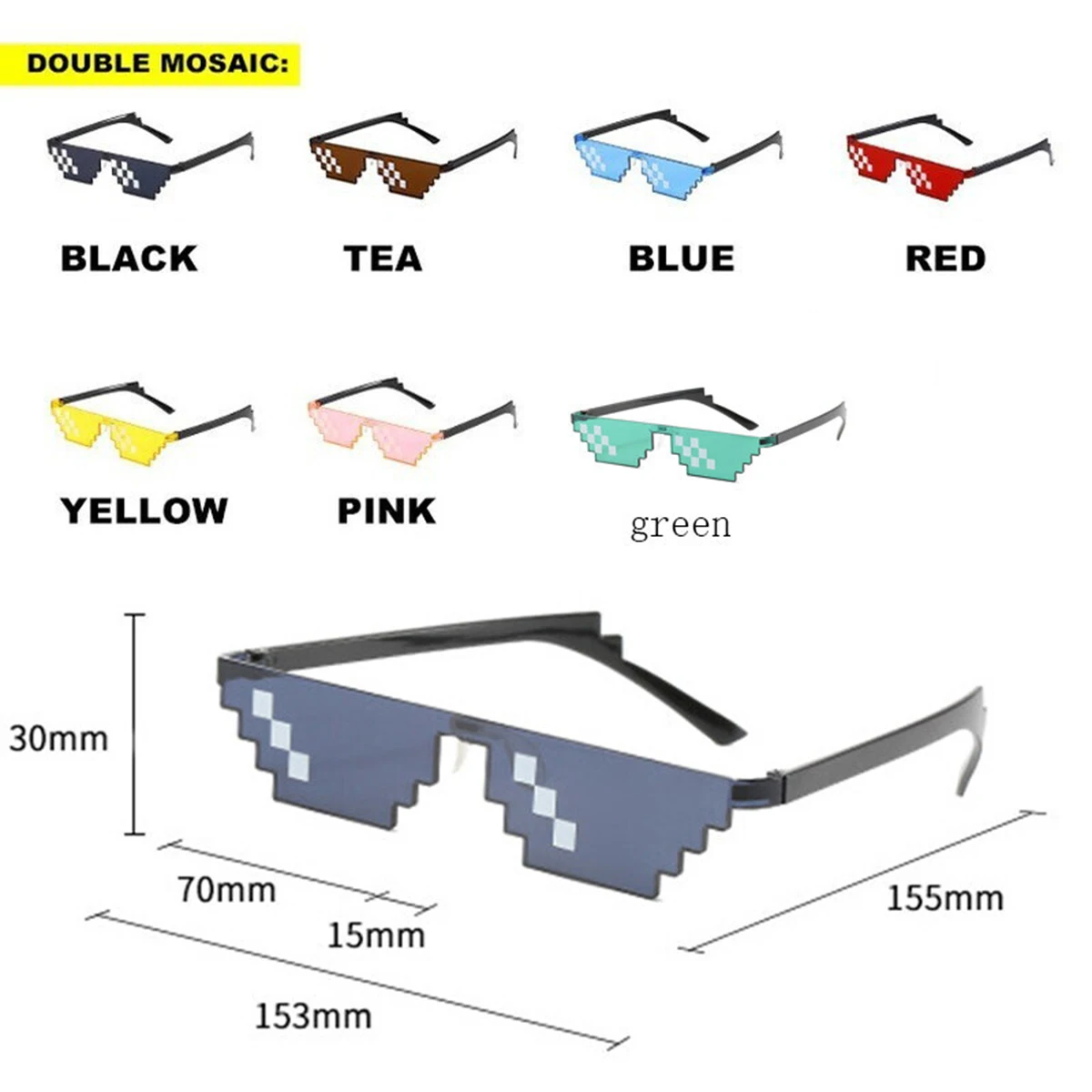 Модные Солнцезащитные Очки С Мозаикой И 3d-анимацией Унисекс Зеркальной Оправой