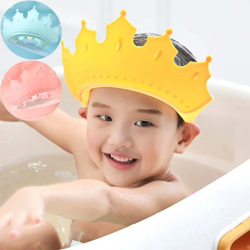 

Adjustable Baby Shower Shampoo Cap Crown Soft Children Wash Hair Bath Hat for Baby Ear Protection Children Shower Head Cover