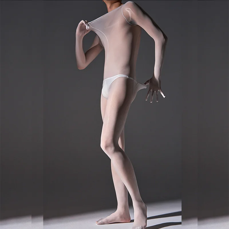 Сексуальные мужские ультратонкие прозрачные глянцевые чулки для тела чехол