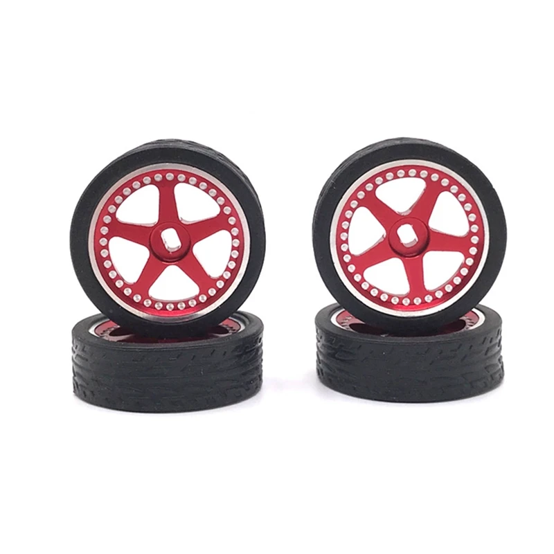 

4Pcs 26Mm Metal Wheel Rim Rubber Tire Tyre Set For Wltoys 284131 K969 K989 P929 Mini-Z 1/28 RC Car Upgrades Parts